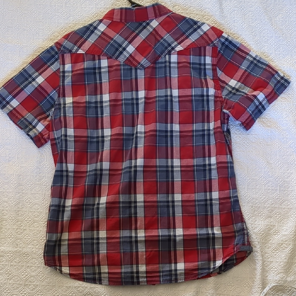 Aeropostale Red and Blue Casual Button Down Shirt Western 90s Y2k Grunge - Picture 4 of 6